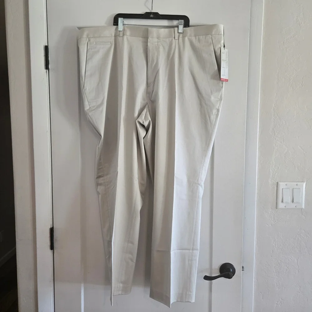 Perry Ellis Pants 44x30 Premium Mens Moonbeam Tailor Fit Luxury Performance NEW